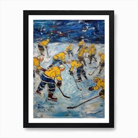 Ice Hockey In The Style Of Van Gogh 2 Art Print