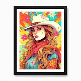 Cowgirl Illustration 1 Art Print