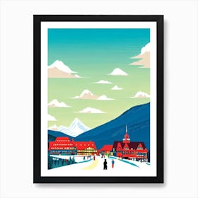 Mont Tremblant, Canada Midcentury Vintage Skiing Poster Art Print