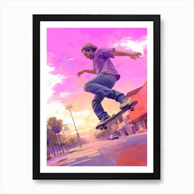 Skateboarding In San Diego, United States Futuristic 1 Art Print
