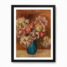 Flowers In A Green Vase , Pierre Auguste Renoir Art Print
