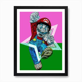 Mario Bross Typo Style Cartoon Pop Art Art Print