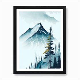 Mountain And Forest In Minimalist Watercolor Vertical Composition 92 Art Print