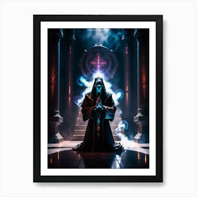 Dark priest praying 1 Art Print