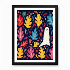 Autumn Fall Spooky Ghosts, Matisse Style, Halloween Art Print