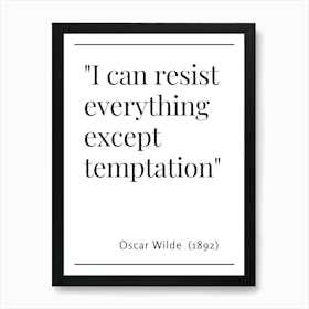 Temptation Quote - Oscar Wilde - White Art Print