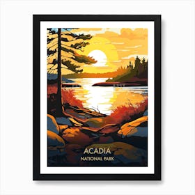 Acadia National Park Travel Poster Illustration Style 2 Art Print