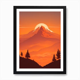 Misty Mountains Vertical Composition In Orange Tone 293 Art Print