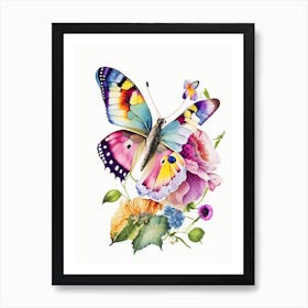 Butterfly On Flower Decoupage 1 Art Print