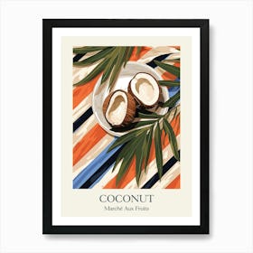 Marche Aux Fruits Coconut Fruit Summer Illustration 2 Art Print