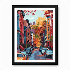 Greenwich Village New York Colourful Silkscreen Illustration 2 Art Print