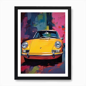 Porsche 911 Vintage Car Matisse Style Drawing Colourful 1 Art Print