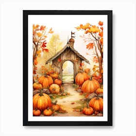 Cute Autumn Fall Scene 6 Art Print