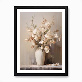 Sweet Pea, Autumn Fall Flowers Sitting In A White Vase, Farmhouse Style 4 Art Print