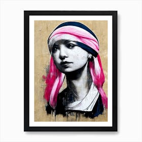 The Girl With The Pearl Earring Graffiti Street Art 2 Art Print