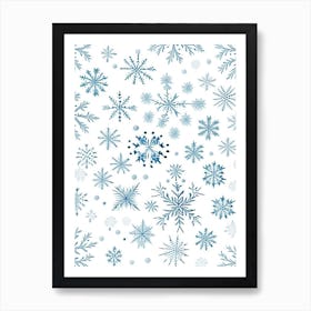 Pattern, Snowflakes, Pencil Illustration 5 Art Print