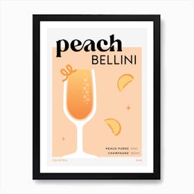 Peach Bellini in Orange Cocktail Recipe Art Print