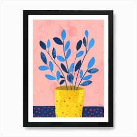 Blue Leaves In A Pot Art Print