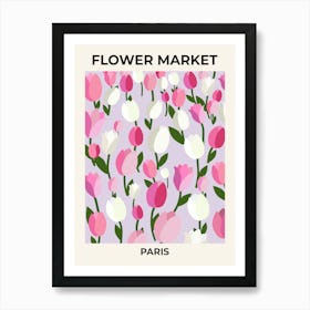 Flower Market Paris France Tulips Pink And Lilac Art Print