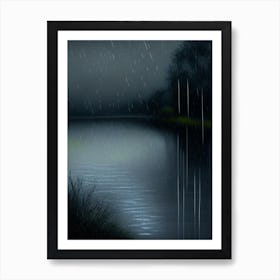 Rain Waterscape Crayon 1 Art Print