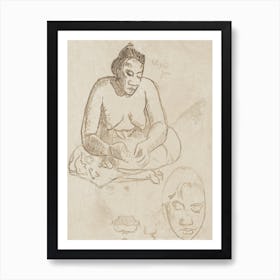 Seated Tahitian Woman (Recto); Standing Tahitian Woman, Paul Gauguin Art Print