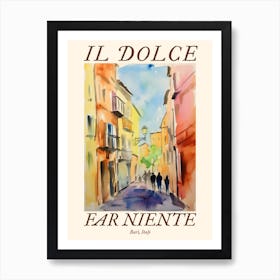 Il Dolce Far Niente Bari, Italy Watercolour Streets 4 Poster Art Print