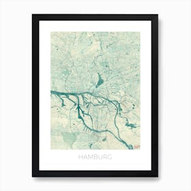 Hamburg Map Vintage in Blue Art Print