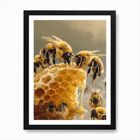 Andrena Bee Realism Illustration 16 Art Print