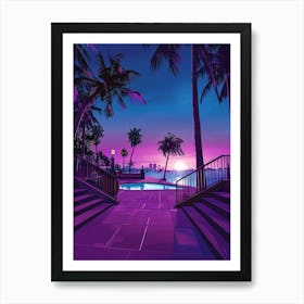 Beach Scene At Sunset Art Print