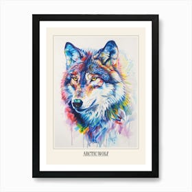 Arctic Wolf Colourful Watercolour 3 Poster Art Print