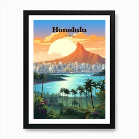 Honolulu Hawaii Nature Travel Art Illustration Art Print