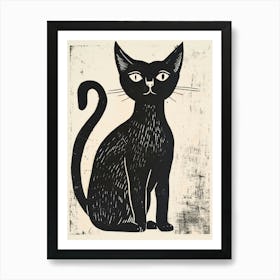 Siamese Cat Linocut Blockprint 6 Art Print