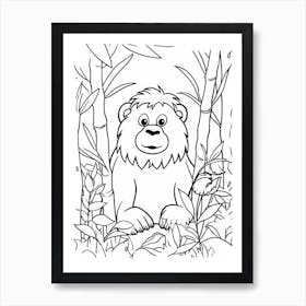 Line Art Jungle Animal Sumatran Orangutan 2 Art Print