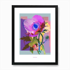 Anemone 1 Neon Flower Collage Poster Art Print