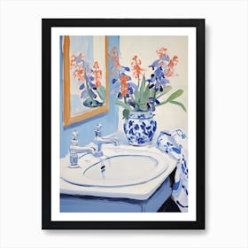 Bathroom Vanity Painting With A Bluebell Bouquet 4 Art Print