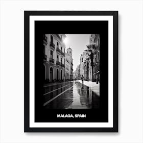 Poster Of Malaga, Spain, Mediterranean Black And White Photography Analogue 1 Art Print