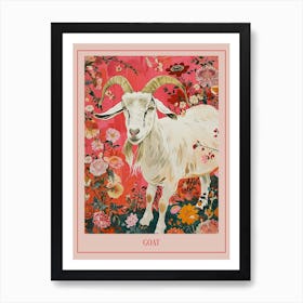 Floral Animal Painting Goat 2 Poster Art Print