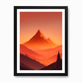 Misty Mountains Vertical Composition In Orange Tone 343 Art Print