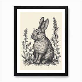 Britannia Petite Blockprint Rabbit Illustration 7 Art Print