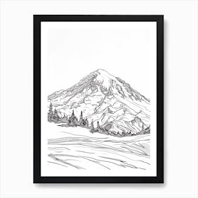 Mount Rainier Usa Line Drawing 7 Art Print
