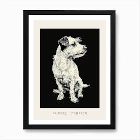 Russell Terrier Dog Line Sketch 3 Poster Art Print