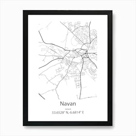 Navan,Ireland Minimalist Map Art Print