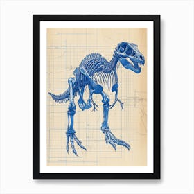 Heterodontosaurus Skeleton Blue Print Style Art Print