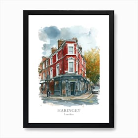 Haringey London Borough   Street Watercolour 4 Poster Art Print