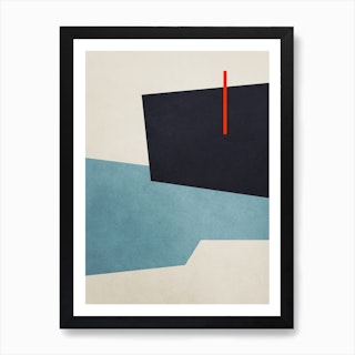 Abstract Geometric Shapes Blue Art Print