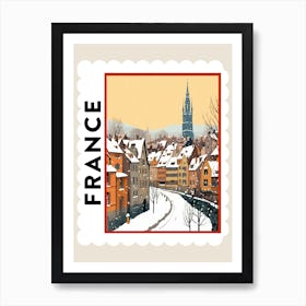 Retro Winter Stamp Poster Strasbourg France Art Print