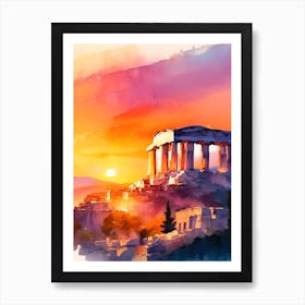 The Acropolis Watercolour Art Print