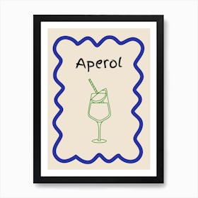 Aperol Doodle Poster Blue & Green Art Print