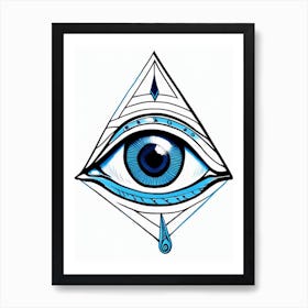 Eye Of Horus, Symbol, Third Eye Blue & White 2 Póster