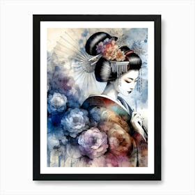 Japan Traditional Geisha Illustration By Ad 181 Art Print